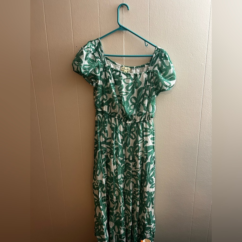 Indigo Rose Floral Green Maxi Dress